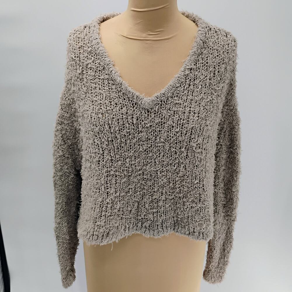 J.Brand women's large beige v-neck wool blend knit sweater tunic‎ casual